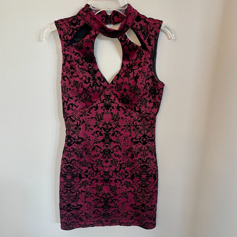 Charlotte Russe Black Maroon Velvet dress